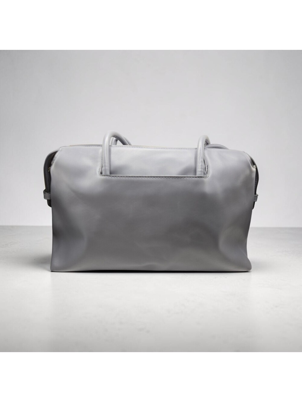 A New Day East West Bowler Shoulder Handbag Grey Minimalist Duffle Purse Bag